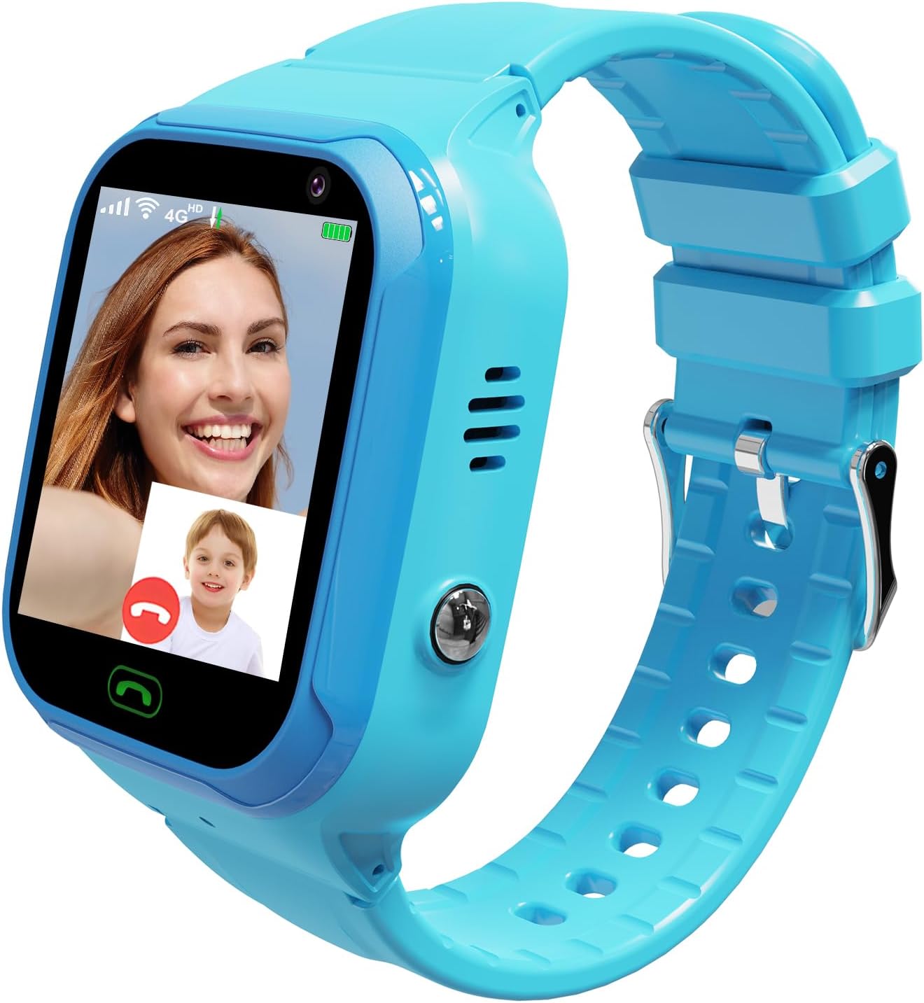 4G Kids Smart Watch GPS Tracker, Boys Girls Kids Smartwatches Phone Watch Video Call SOS Emergency Alarm Voice Chat Game and Touch Screen Tracking Smartwatch for Age 4-12 (Blue)