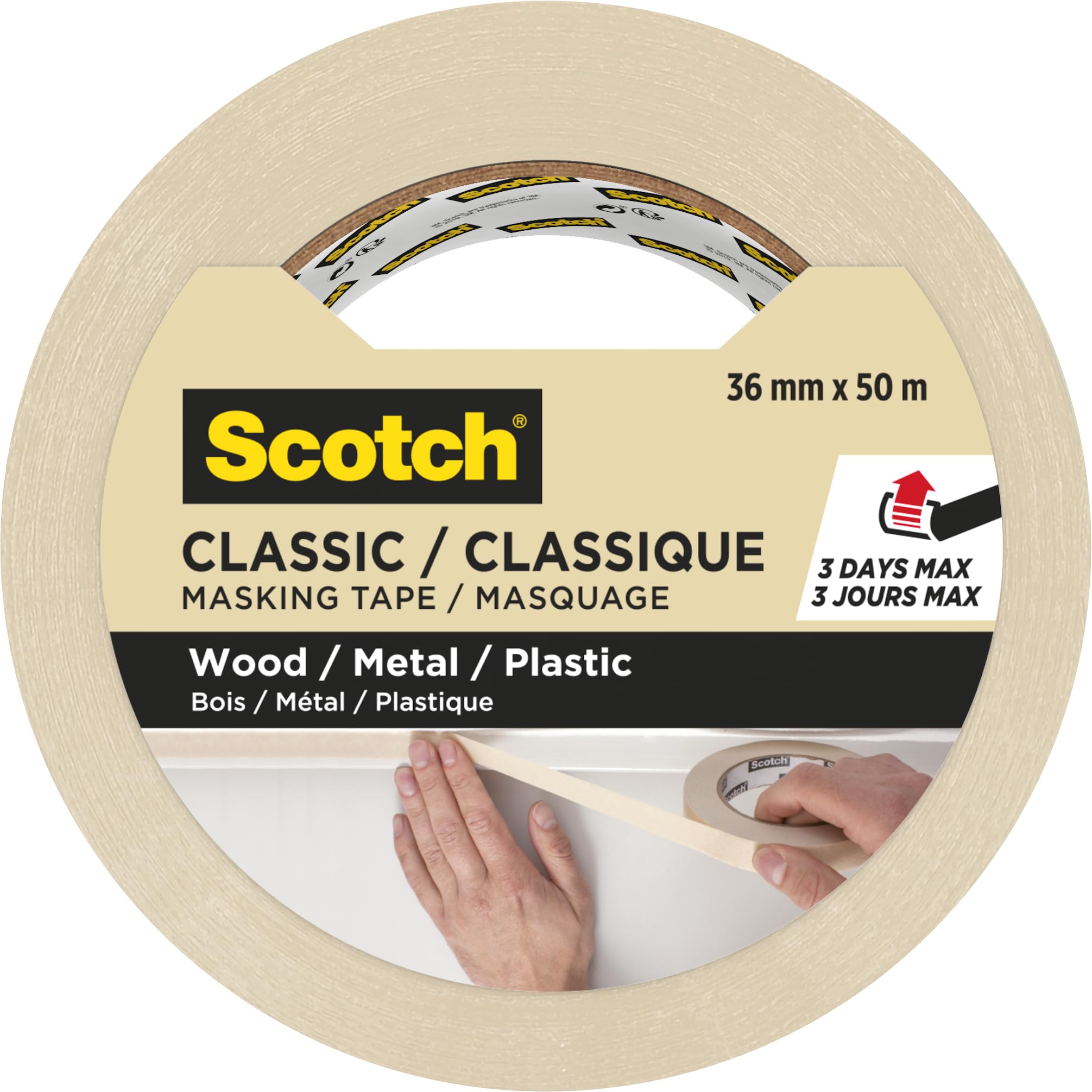ScotchBlue, Scotch Classic Masking Tape, 16 Rolls 36mm x 50m - Adhesion - Painters Masking Tape for Indoor Painting and Decorating