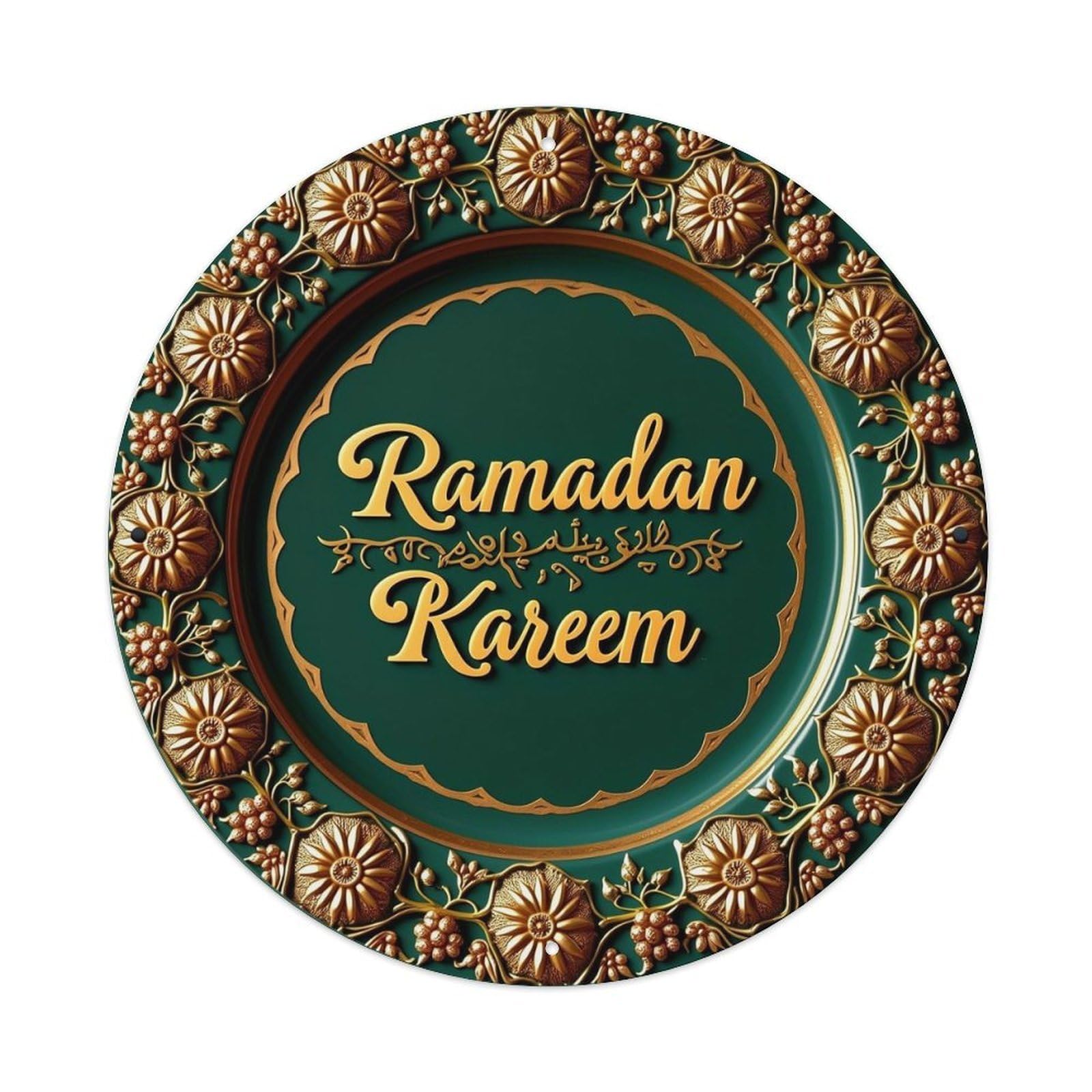 Jdyansheng Vintage Ramadan Kareem Floral Gold Pattern Tin Sign Metal Poster Metal Signs For Home Man Cave Bar Cafe Kitchen Laundry Room Wall Decorations 8X8 Inches