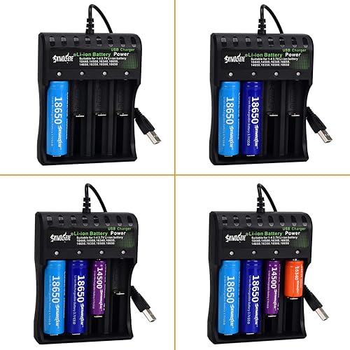 Miniatura 5 de Cargador de batería 18650 para cargador recargable de iones de litio de 4 bahías y USB inteligente universal de 4 ranuras para 10440 14500 16340