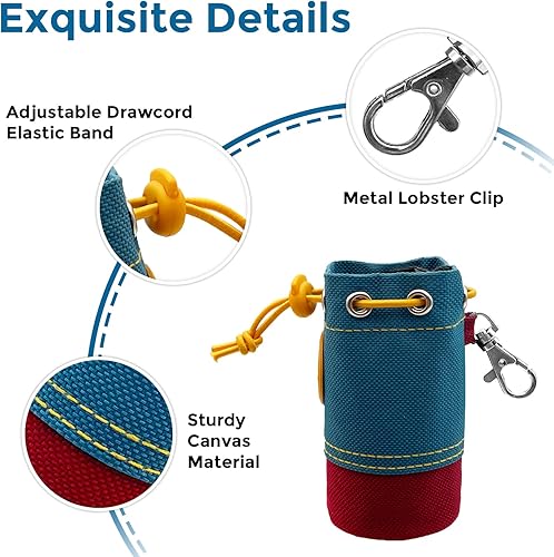Miniatura 3 de Soporte para bolsas de excremento de perro, dispensador portátil de bolsas para excrementos de perro con 1 clip de metal, cubo de lona a juego de