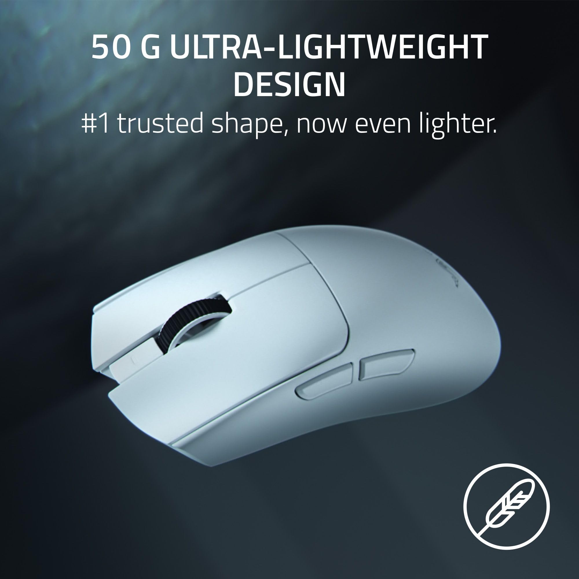 Razer Viper V4 Pro Wireless Esports Gaming Mouse: 50g Ultra Lightweight, Fast & Precise, 50K DPI Optical Sensor, 8K Polling, Gen-4 Optical Switches, Scroll Wheel, USB-C Charging, for PC & Mac - White - 3