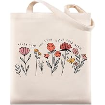 Pavolini Teacher Appreciation Gifts, Flower Printed Canvas Tote Bag, Teacher Gifts, Thank you Gift, Sturdy Cotton Shoulder Bag for Women End of Year Idea Gift