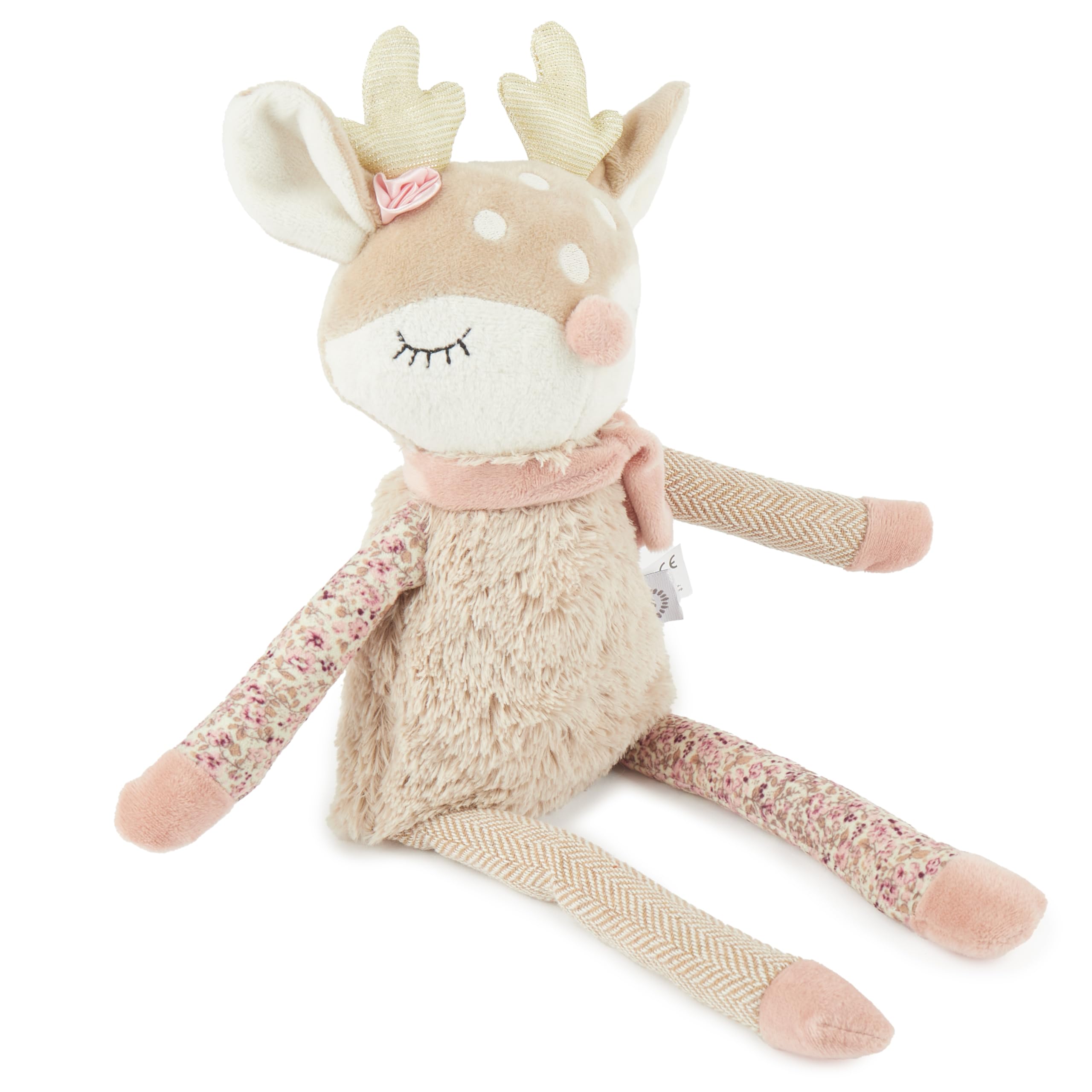 BIECO Plush Deer Baby Rattle Approx. 22 cm Cute Cuddly Toy Sleep Aid Soft Teddy Reindeer
