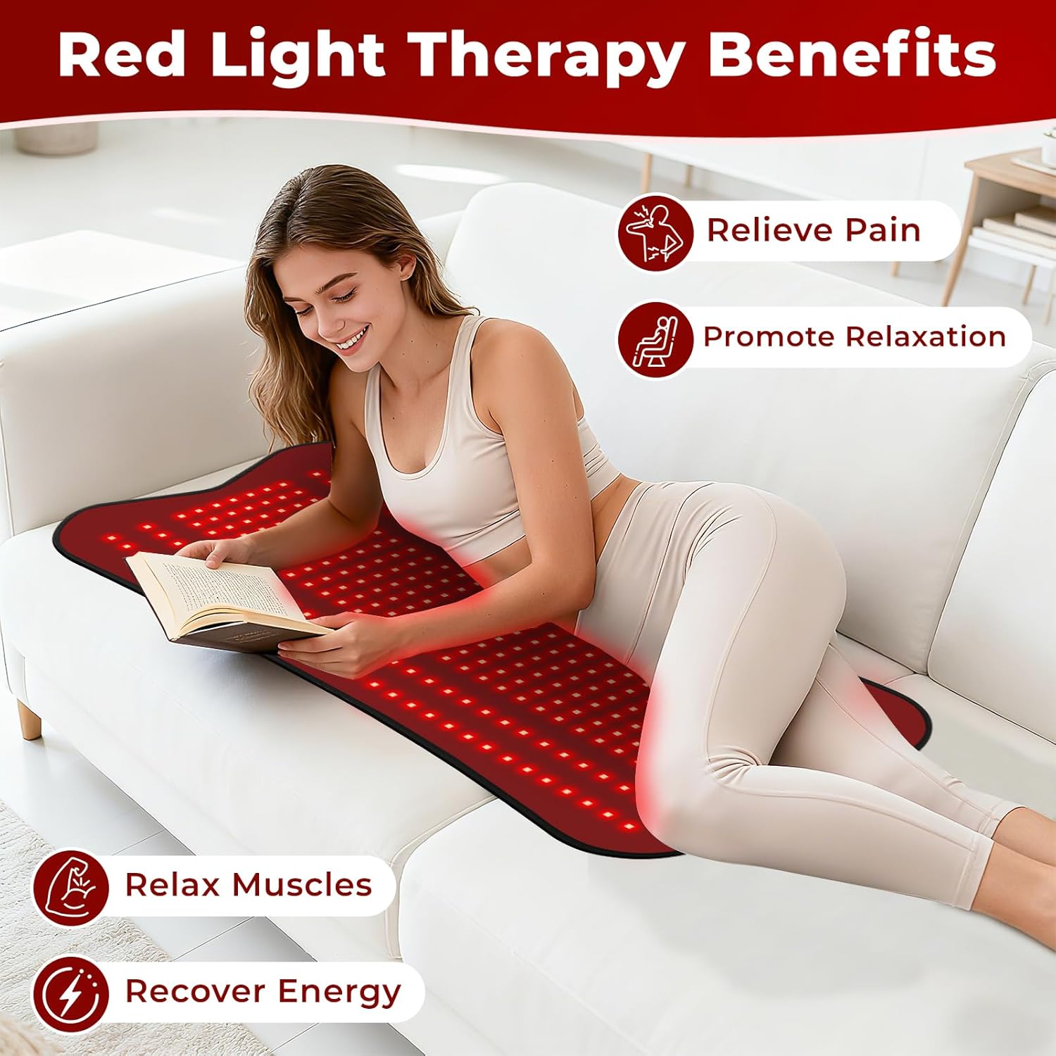 Upgrade Red Light Therapy for Body -31.5''*14.2'' Red Lights Therapy Pad with 330 LEDs 660nm&850nm Infrared Light Therapy Mat, Chirstmas Birthday Festival Gift for Women Men Father Mother Lover - Image 3