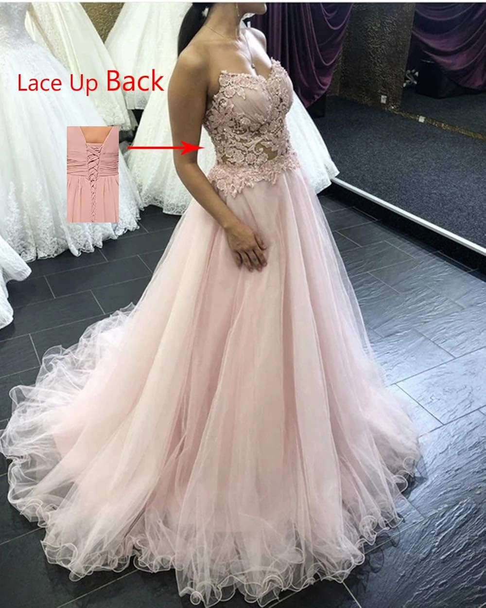 Lace Peach Prom Dresses 2022