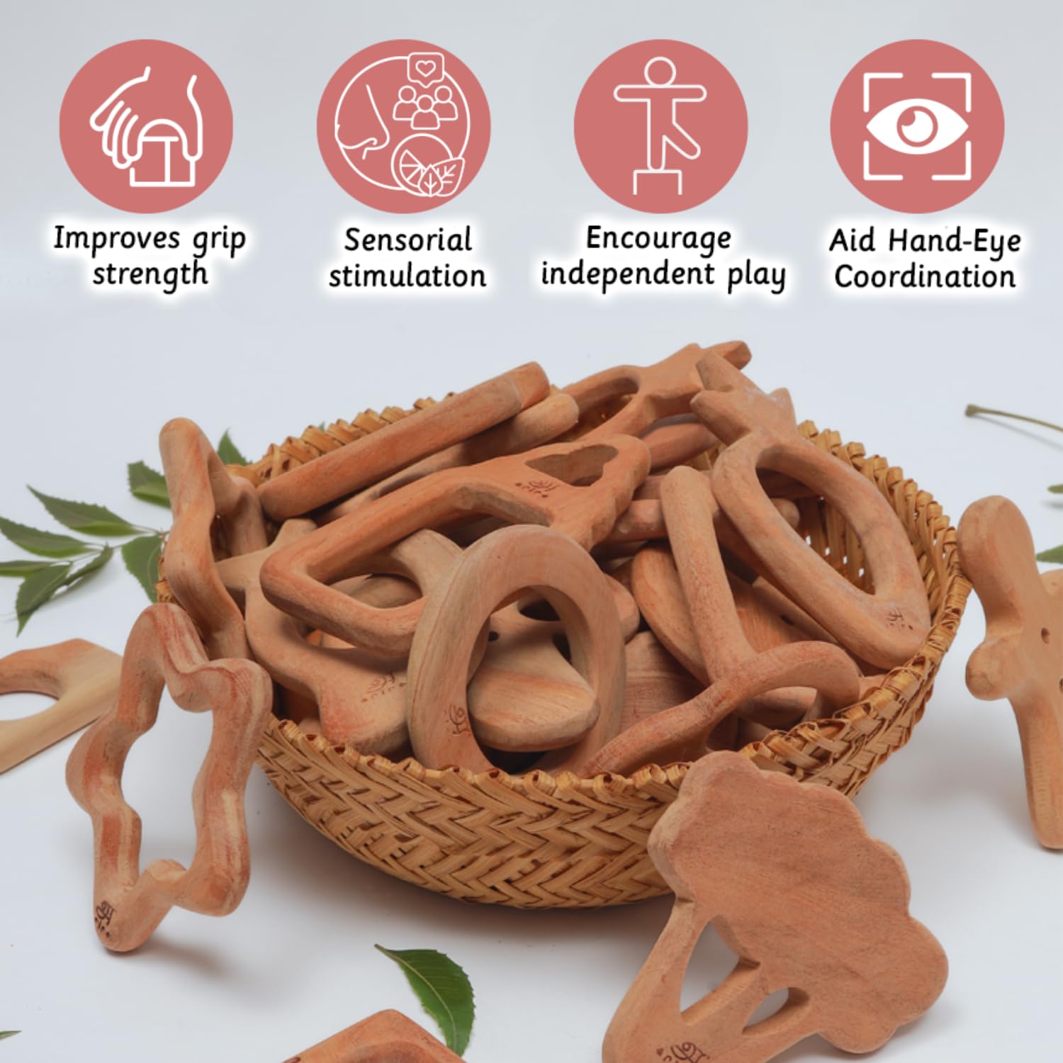 Ariro Wooden Teethers Shaped as Cheese and Ice Cream Stick for Baby Boy & Girl | Hand Crafted with Organic Neem Wood That Helps Boost Immunity & Aids in Digestion | Easy to Grasp & Chew - Image 5 thumbnail