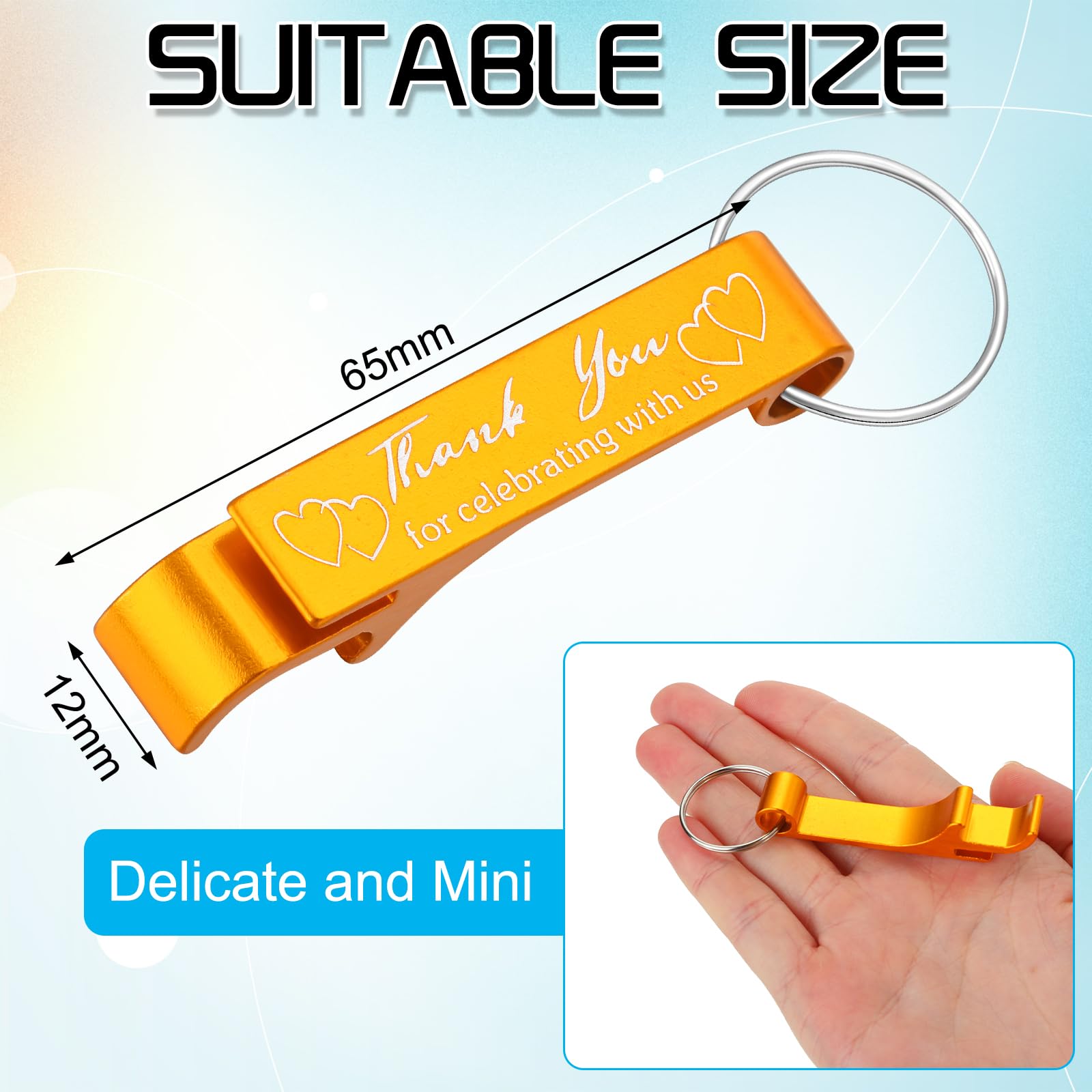 Dandat 100 portachiavi apribottiglie, bomboniere di ringraziamento per gli ospiti, apribottiglie in alluminio per vino, birra, regalo per ospiti di nozze, per feste di compleanno, baby shower, laurea,