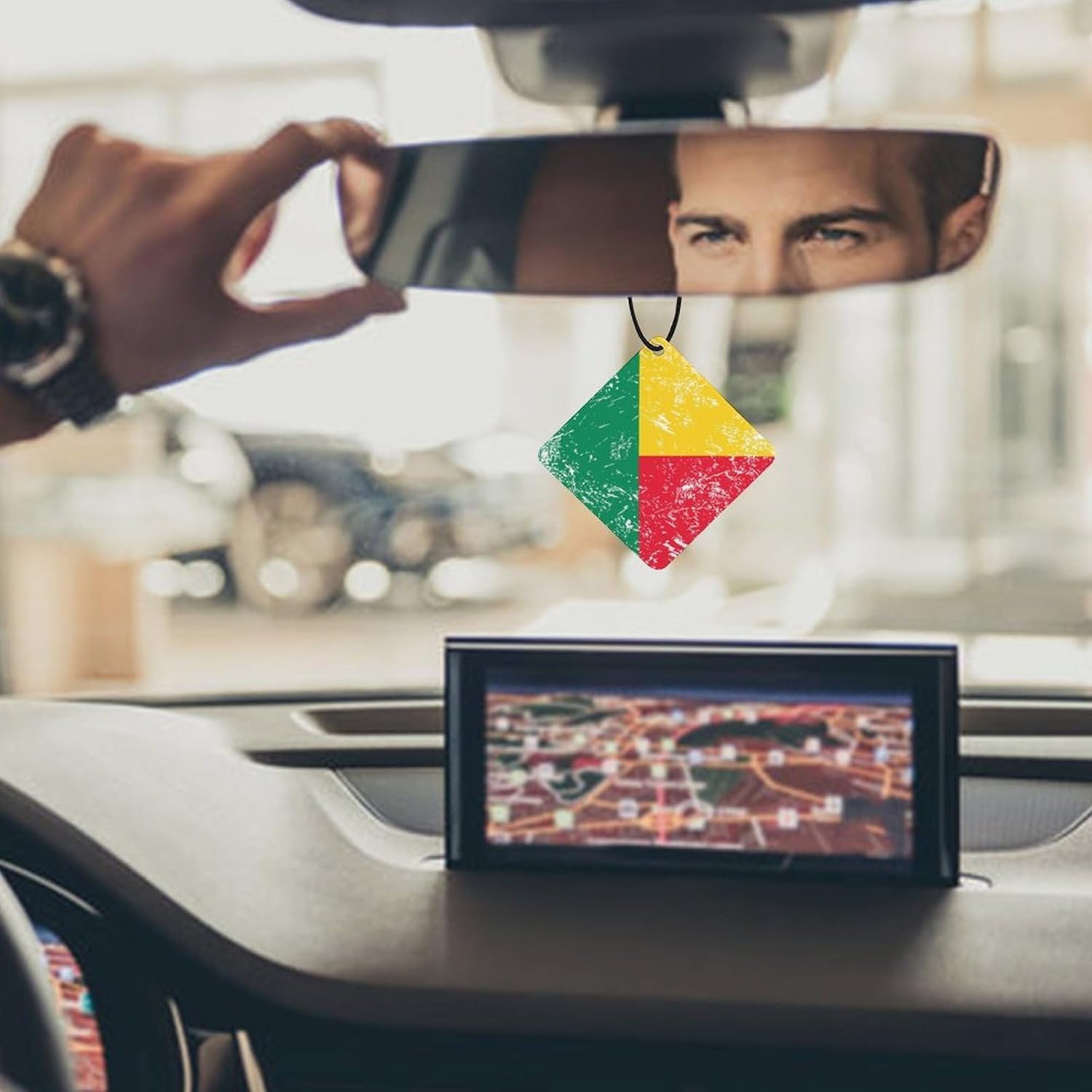 Benin Vintage Flag Car Air Freshener Hanging Car Scent Cards Decor Interior Accessories