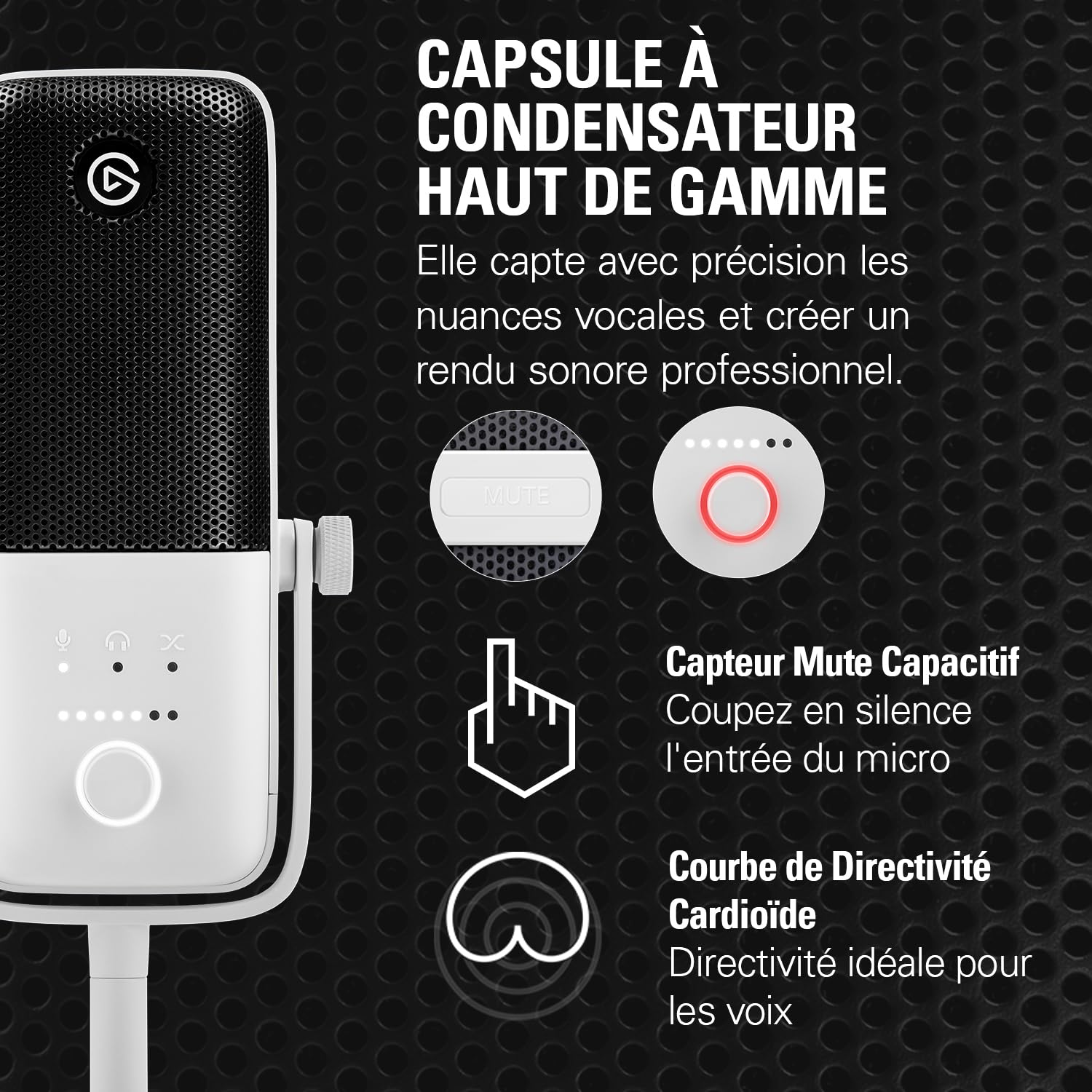 Elgato USB Audio Mix Blanc - Table de mixage audio, contrôleur de studio, microphone à condensateur USB pour le podcasting, le streaming, les créateurs de contenu, cadrans et touches LCD, PC/Mac