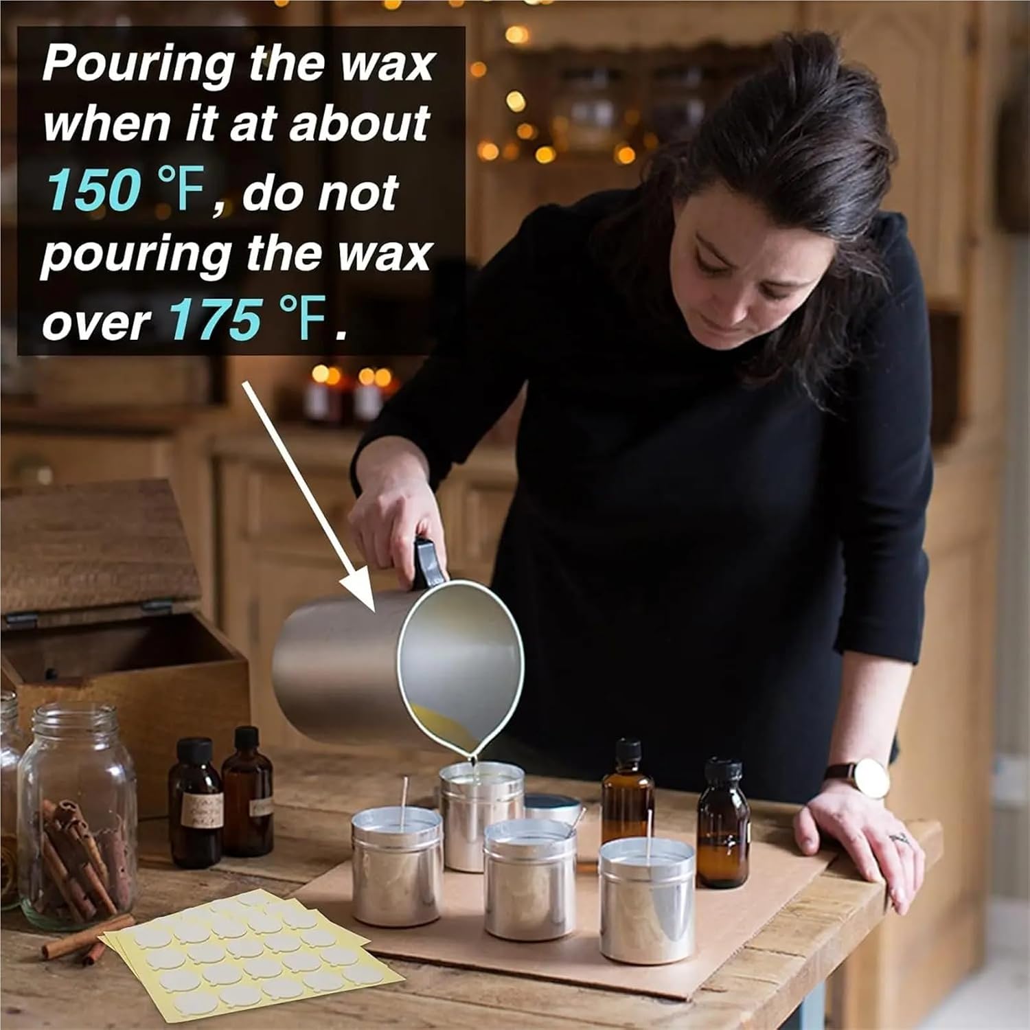 Wick Stickers 1440Pcs/72 Sheets Candle Wick Stickers on 72 Sheets, Heat-Resistant with Handy Pull Tab