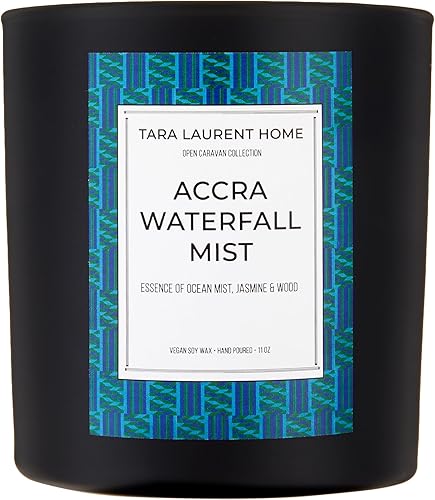 Miniatura 3 de Vela de soja de lujo perfumada Open Caravan Collection  Bruma de cascada de Accra  Mezcla de té blanco y bergamota  Mecha única de 11 onzas  Largo