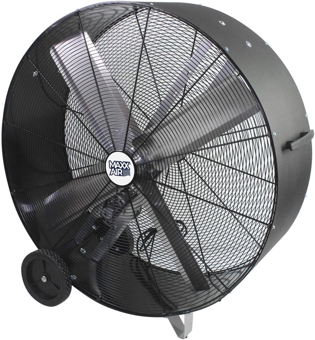 MaxxAir High Velocity Industrial Belt Drive Barrel Fan. Heavy Duty Rolled Steel Housing (42 Inch Barrel Fan)