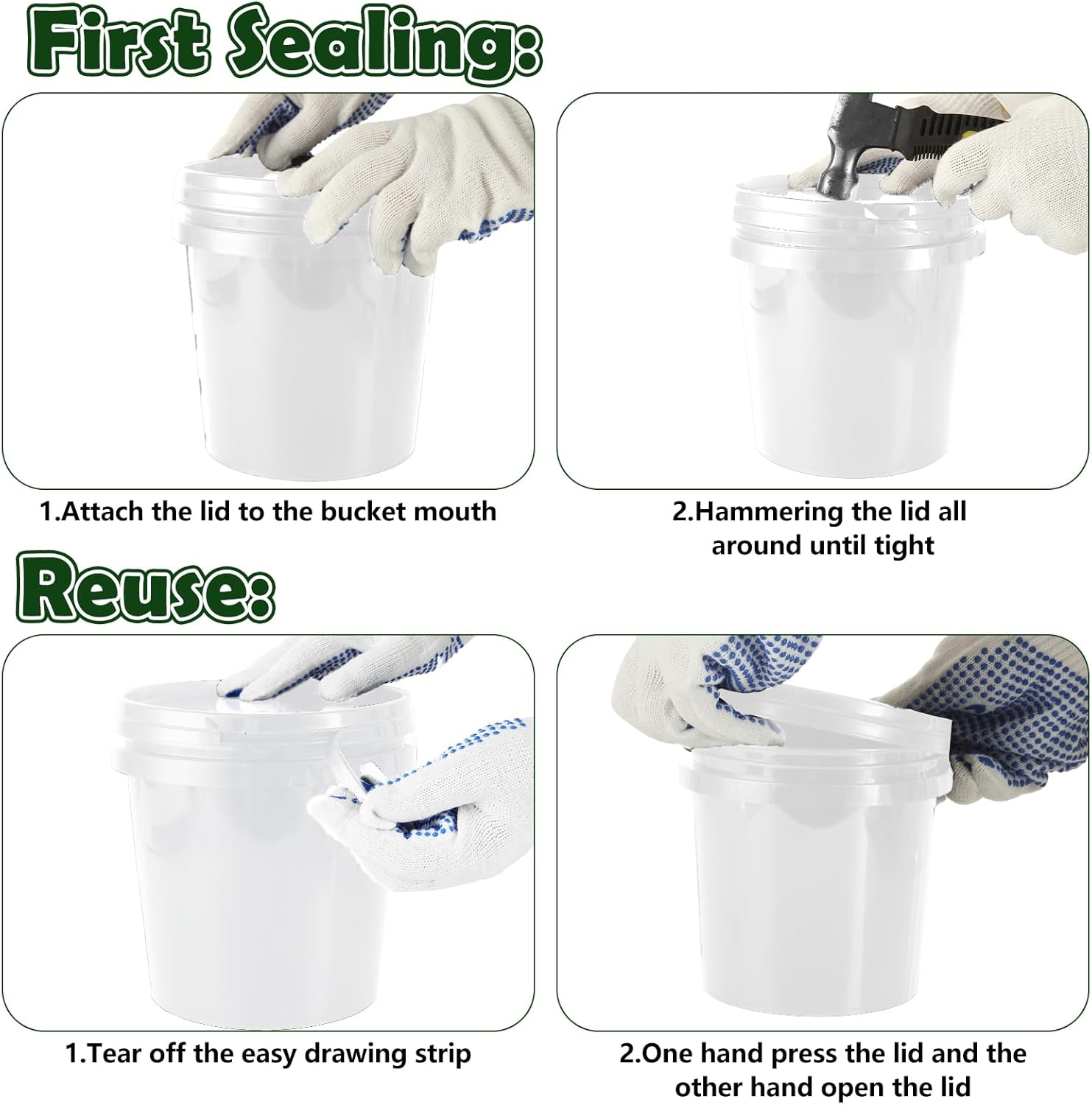 4 Pack Small Paint Bucket for Painting Pint Touch Up Paint Containers with Lids Empty Paint Cans Plastic Paint Storage Containers 1/2 Quart Paint Cans Hand Held Paint Pail for Leftover Paint - Image 4