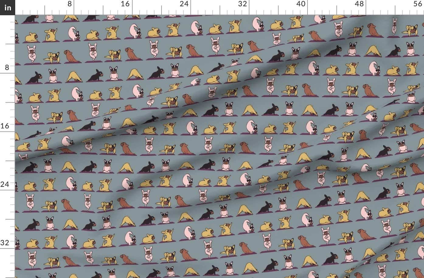 Spoonflower Fabric - Frenchie French Bulldog Kawaii Dog Lovers Printed on Organic Cotton Sateen Fabric by The Yard - Sewing Quilting Apparel Home Decor
