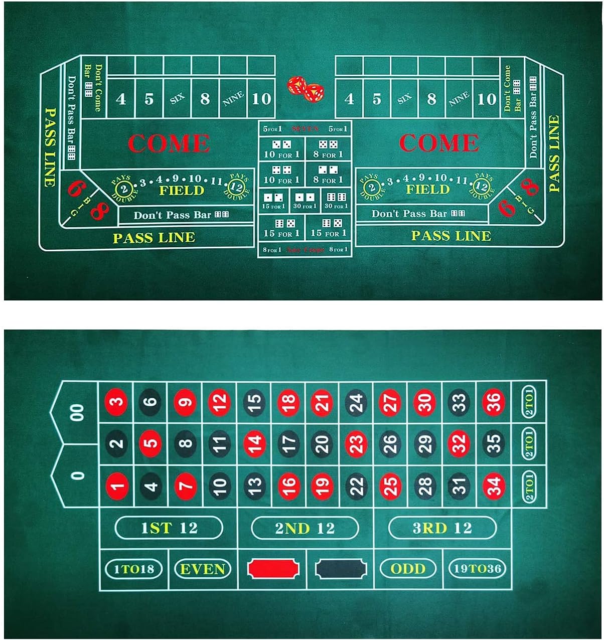 BALIKEN 36 x 72 Inches Roulette Table & Craps Table Top Casino Felt Professional Grade Mat