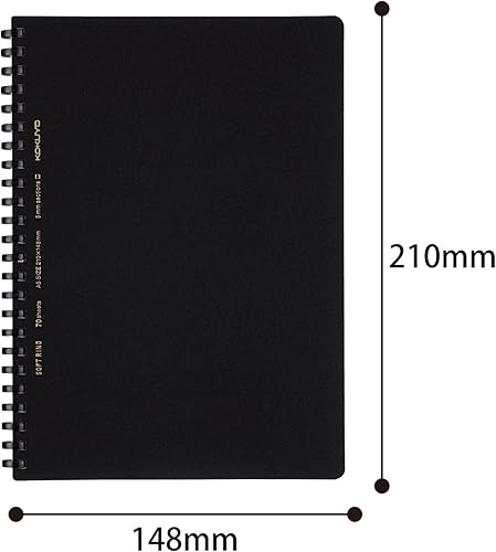 Miniatura 6 de Kokuyo - Cuaderno de anillo suave en forma de D, A5, 0.197 in, cuadrícula a rayassección a rayascuadrados, 80 hojas, plateado (SU-SV338S5-C) (A5,