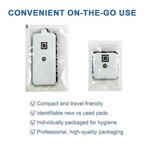 Miniatura 4 de TENS - Almohadillas de repuesto para unidades con conectores a presión (paquete de 20)  Almohadillas de electrodo reutilizables y autoadhesivas de