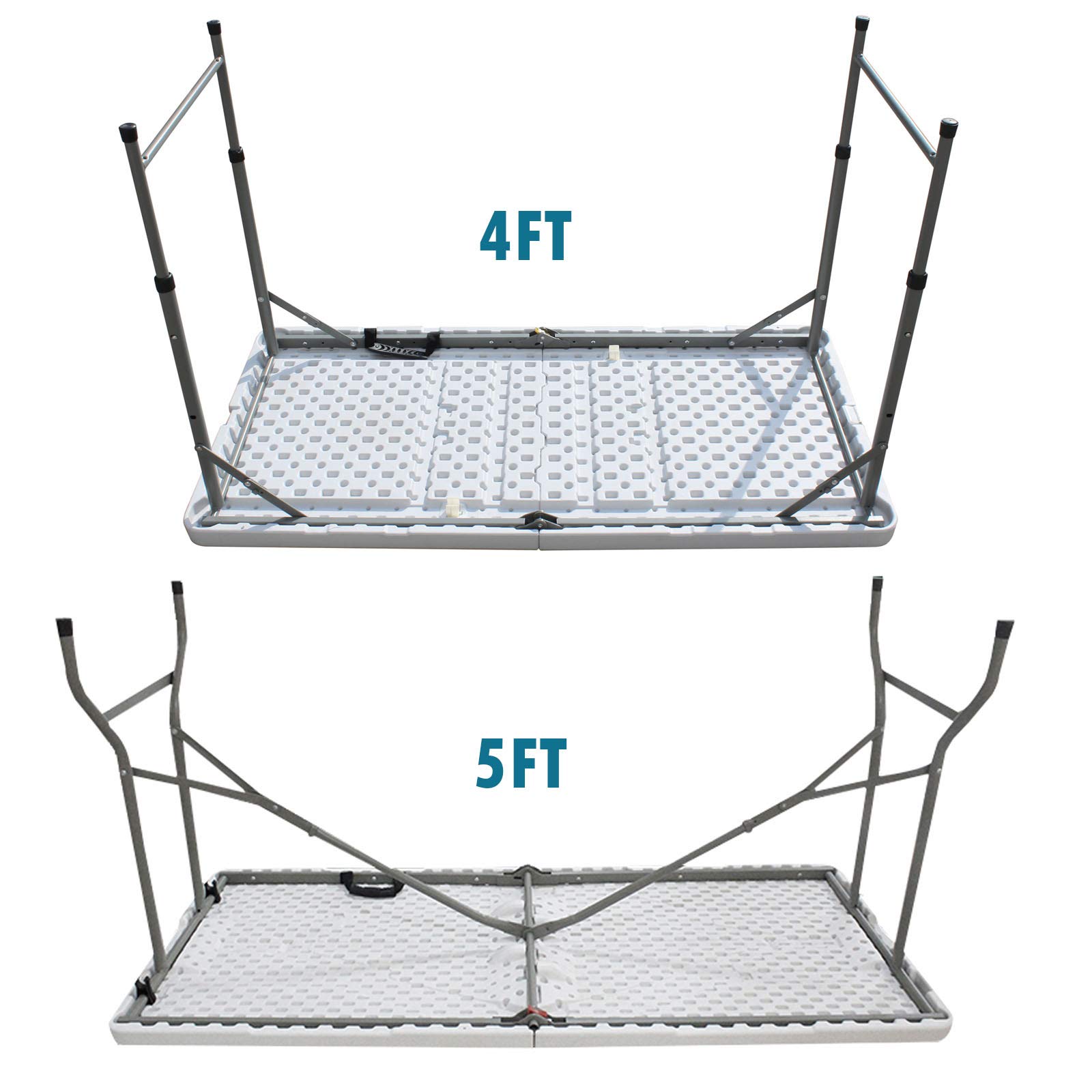 Folding Picnic Table 4FT White Moulded Plastic Top with Steel Frame