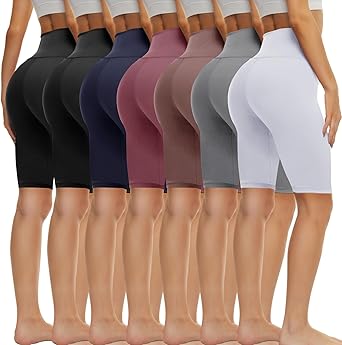 TNNZEET 7 Pack Biker Shorts for Women - 5''/8''/3'' High Waisted Workout Tummy Control Spandex Gym Shorts for Yoga Athletic