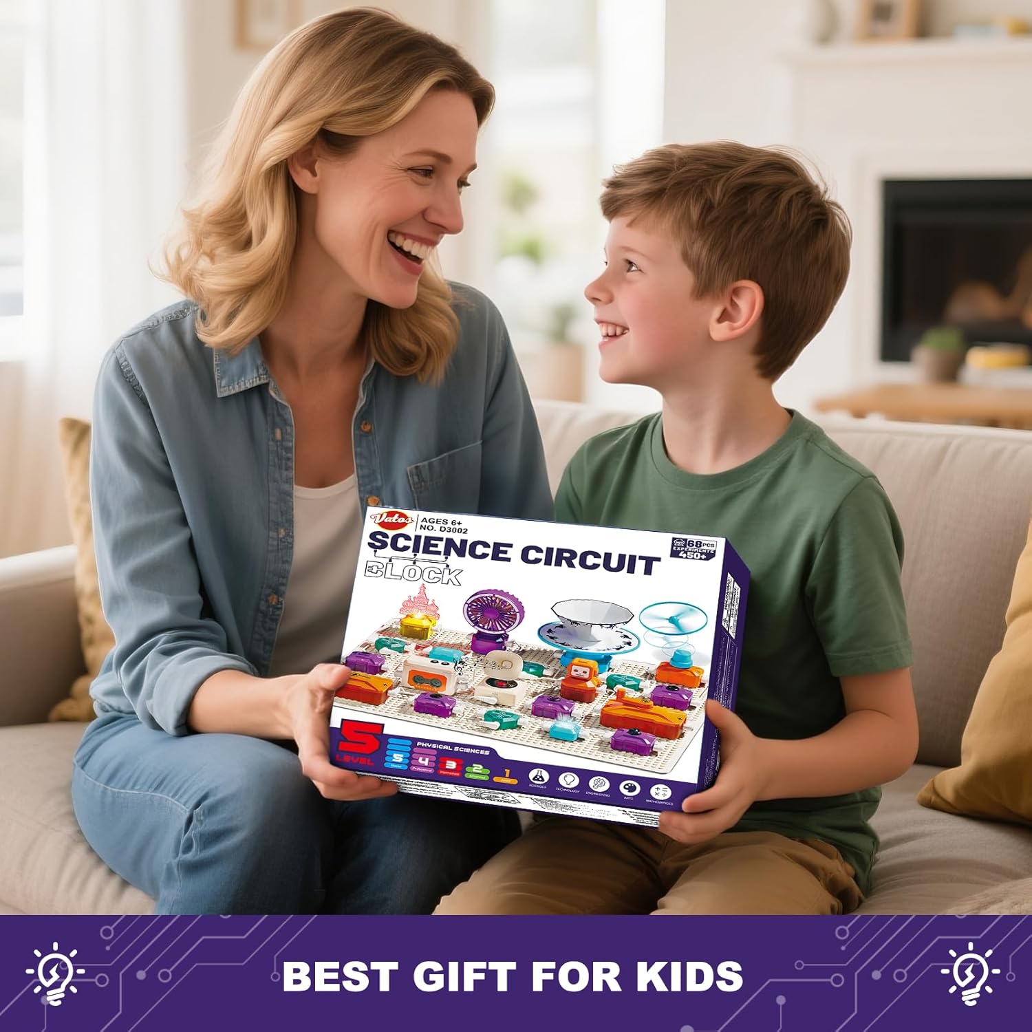 VATOS Science Circuit for Kids, 68PCS Electronics Exploration Kit with 450+ Projects, Rotational Imaging, Sound Recording & Playback, STEM Educational Toy for Boys Girls Ages 6+ - Image 7