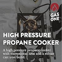 Vista 2 de GasOne - Quemador de propano doble de alta presión, cocina al aire libre con protector térmico y protector, cabezal de quemador de propano