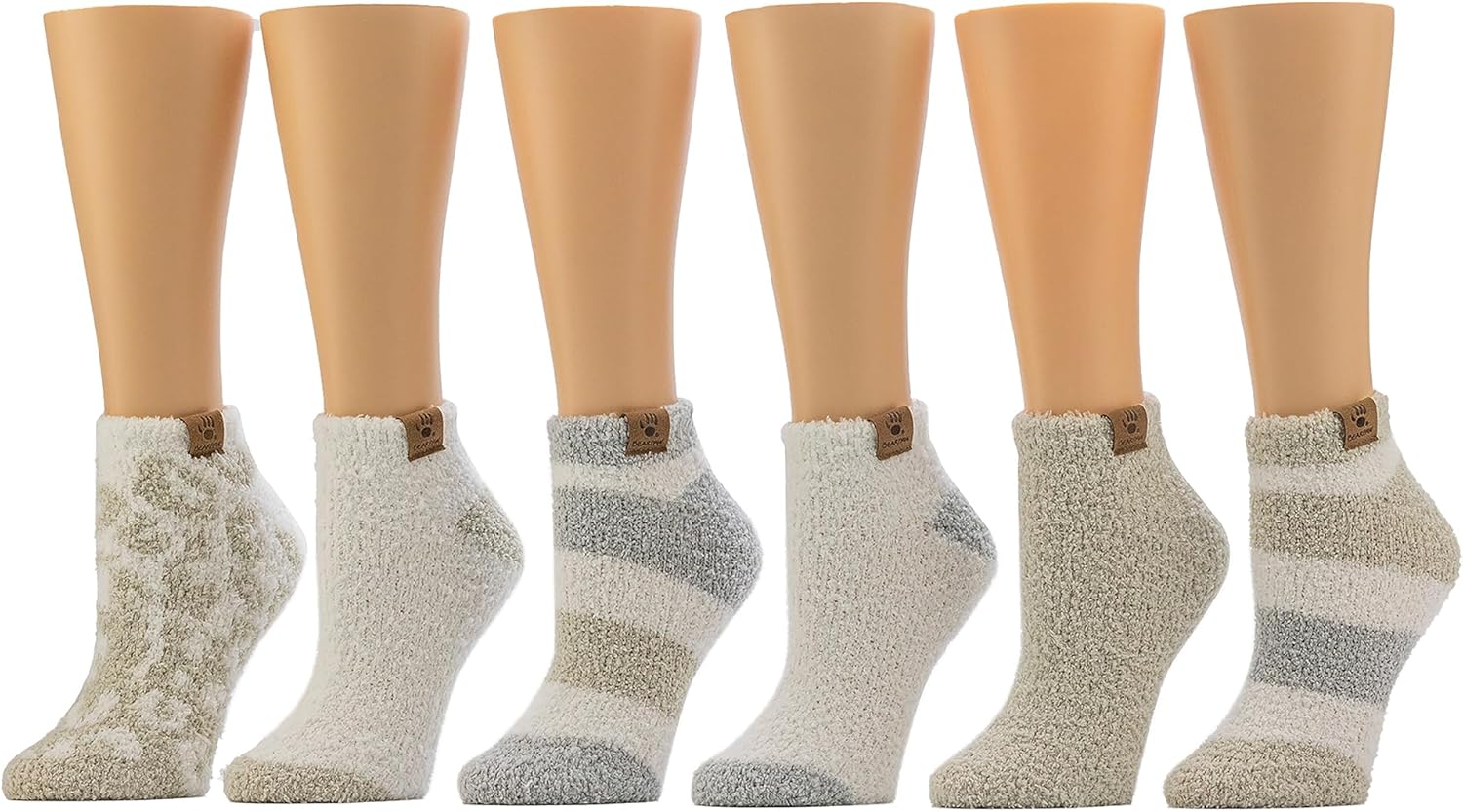 BEARPAW Ladies 6 Pair Pack Cozy Super Soft Warm Lounge Socks Multi Color Patterned Ankle and Low Cut Packs