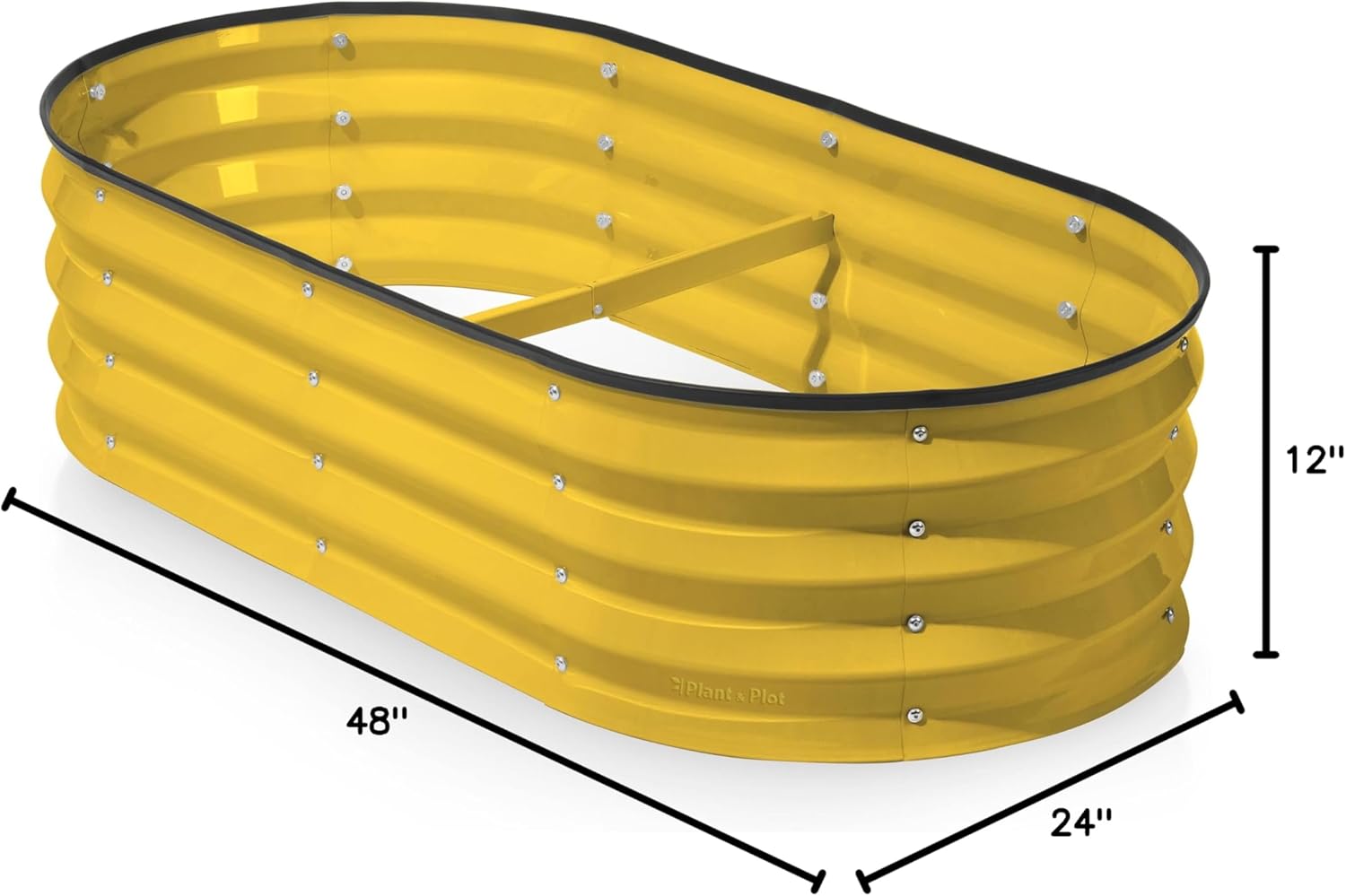 Plant & Plot Galvanized Raised Garden Beds Outdoor // 4×2×1 ft Planter Raised Beds for Gardening, Vegetables, Flowers (Yellow) // Large Metal Garden Box