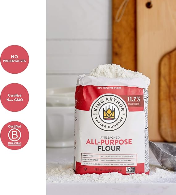 All Purpose Unbleached Flour, Non-GMO Project Verified, Certified Kosher, No Preservatives, 5 Pounds