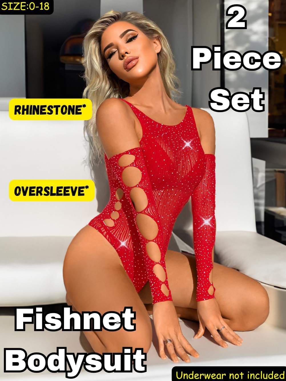 Women Sexy Lingerie Sparkly Rhinetone Fishnet Bodysuit, Sheer Mesh Club Rave Top, Music Festival Exotic Dancer Outfit - Image 2