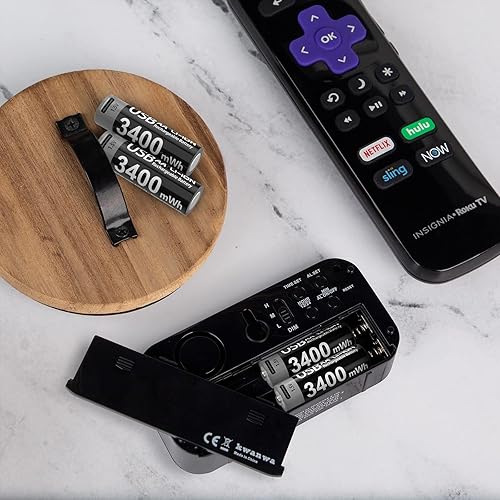 Miniatura 8 de Paquete de 4 baterías de litio recargables AA con cable de carga USB-C, 1000 ciclos, 1.5 V, 3400 mWh, baterías dobles A