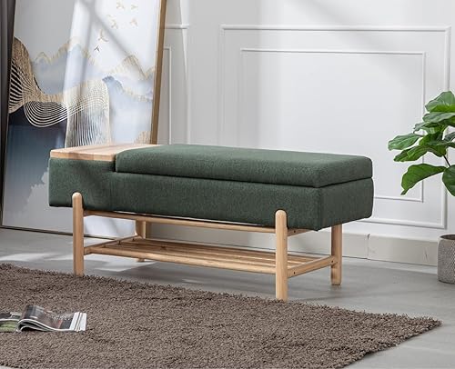 Miniatura 12 de Banco de entrada moderno con almacenamiento, banco otomano tapizado para zapatos, banco de Sherpa con tapa abatible para el extremo de la cama con