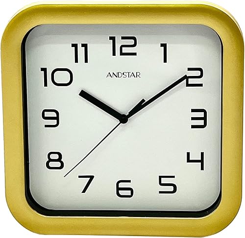 Miniatura 8 de ANDSTAR Reloj cuadrado redondo, moderno, retro, silencioso, funciona con pilas, números arábigos precisos, diseño decorativo para el hogar, sala de