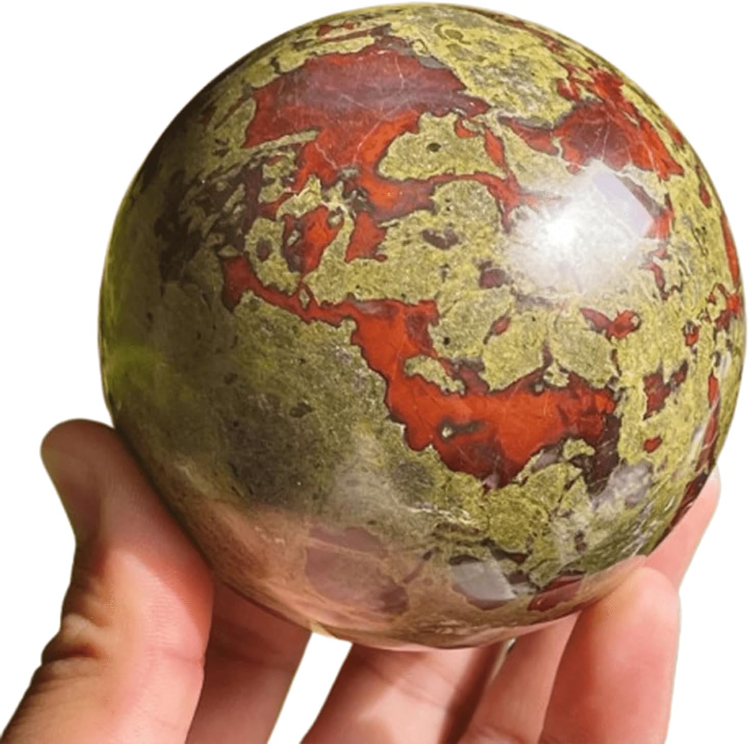 Polished Dragon Blood Stone Sphere,Green Gemstone Decorative Orbs, Quartz Crystal Ball Witchcraft Home Decor,40~45mm