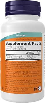 NOW Supplements, Magnesium Glycinate 100 mg, Highly Absorbable Form, 90 Tablets