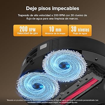 roborock QV 35S Robot Aspirador, Succión HyperForce de 10000 Pa con Base Multifuncional, Cepillos Dobles Antienredos, 2 Mopas Giratorias Elevación Automática de 10 mm, Limpiar y secar Auto, Negro5