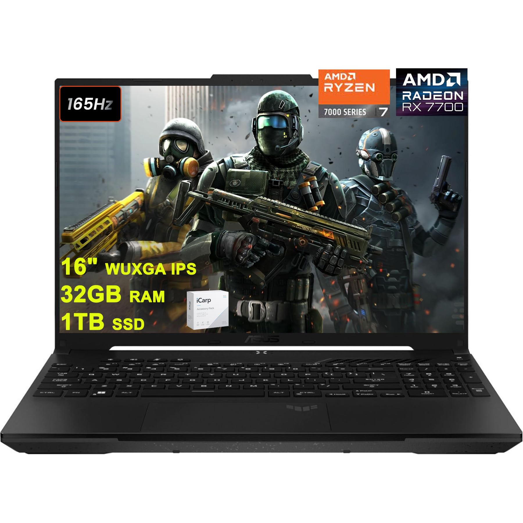 TUF Gaming A16 Laptop 16" WUXGA 165Hz 100% sRGB AMD 8-core Ryzen 7 7735HS 32GB RAM 1TB SS…