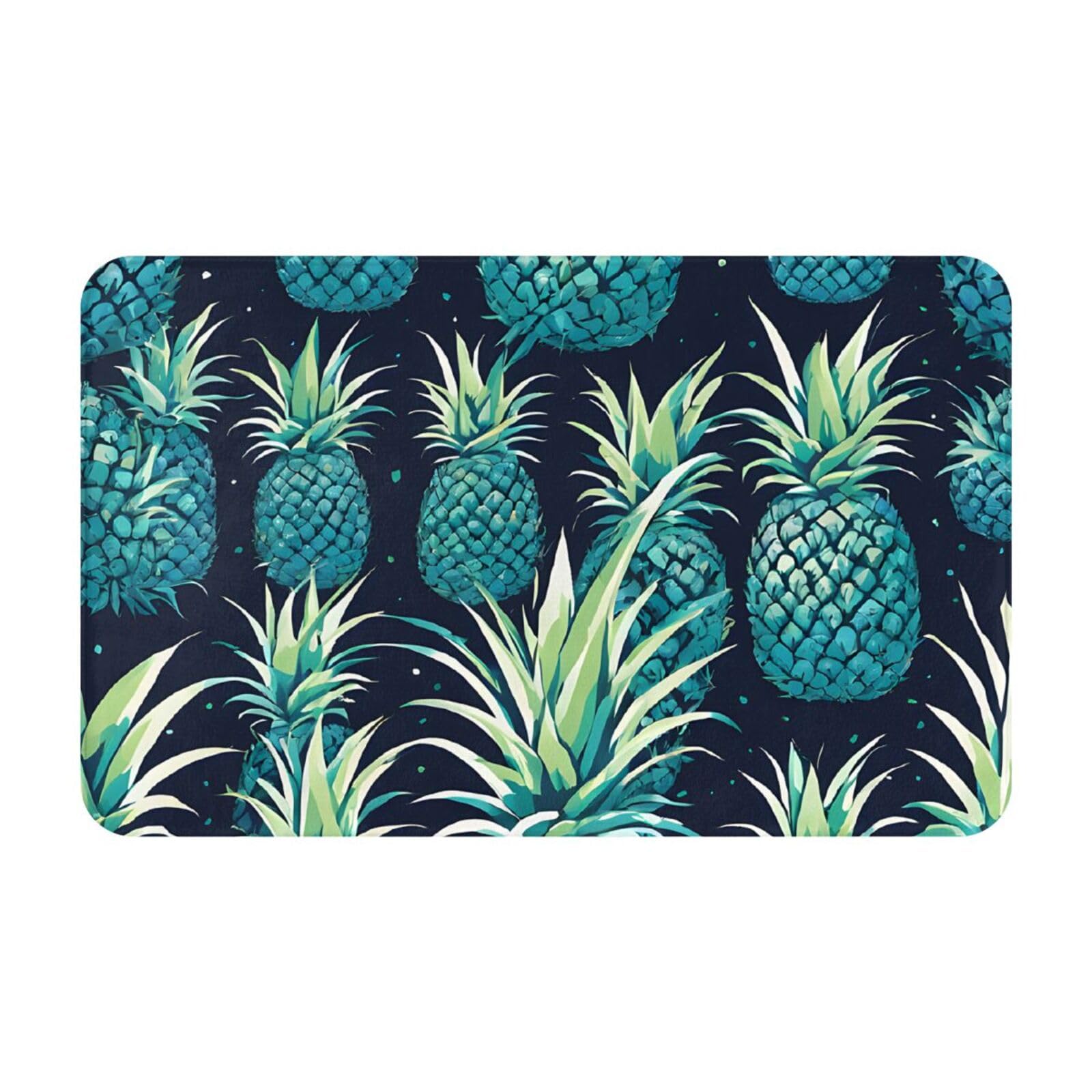 Blue Pineapple Print Living Room Bathroom Kitchen Anti Slip and Absorbent Carpet, Indoor Entrance Door Muddy Floor Mat, Ultra Soft Washable Carpet 21x31.5 Inches