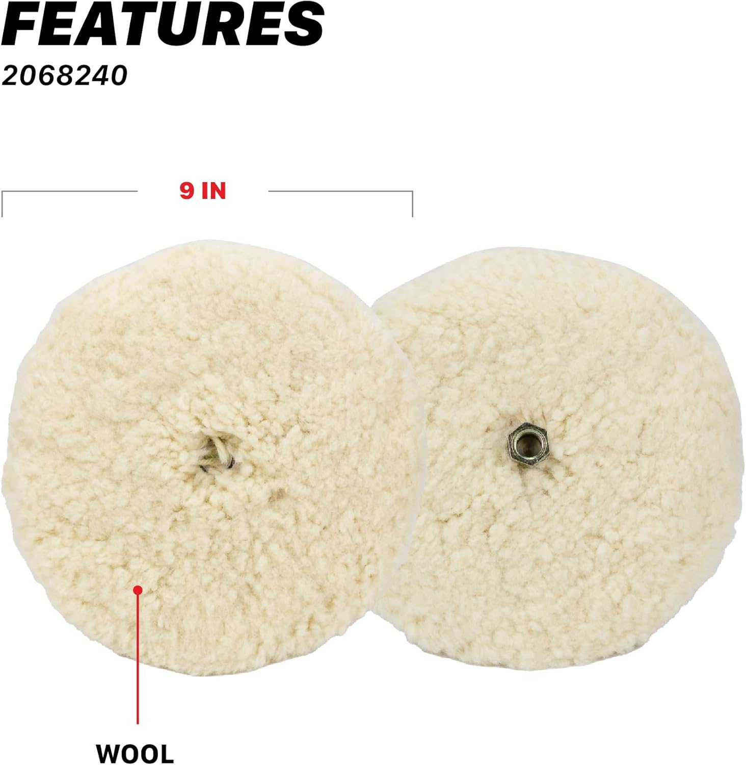 Maxshine 9” Rotary Wool Buffing Pad – Professional 100% Wool Cutting & Polishing Pad – Ideal for Heavy Defect Removal & Paint Correction (Double Sided)