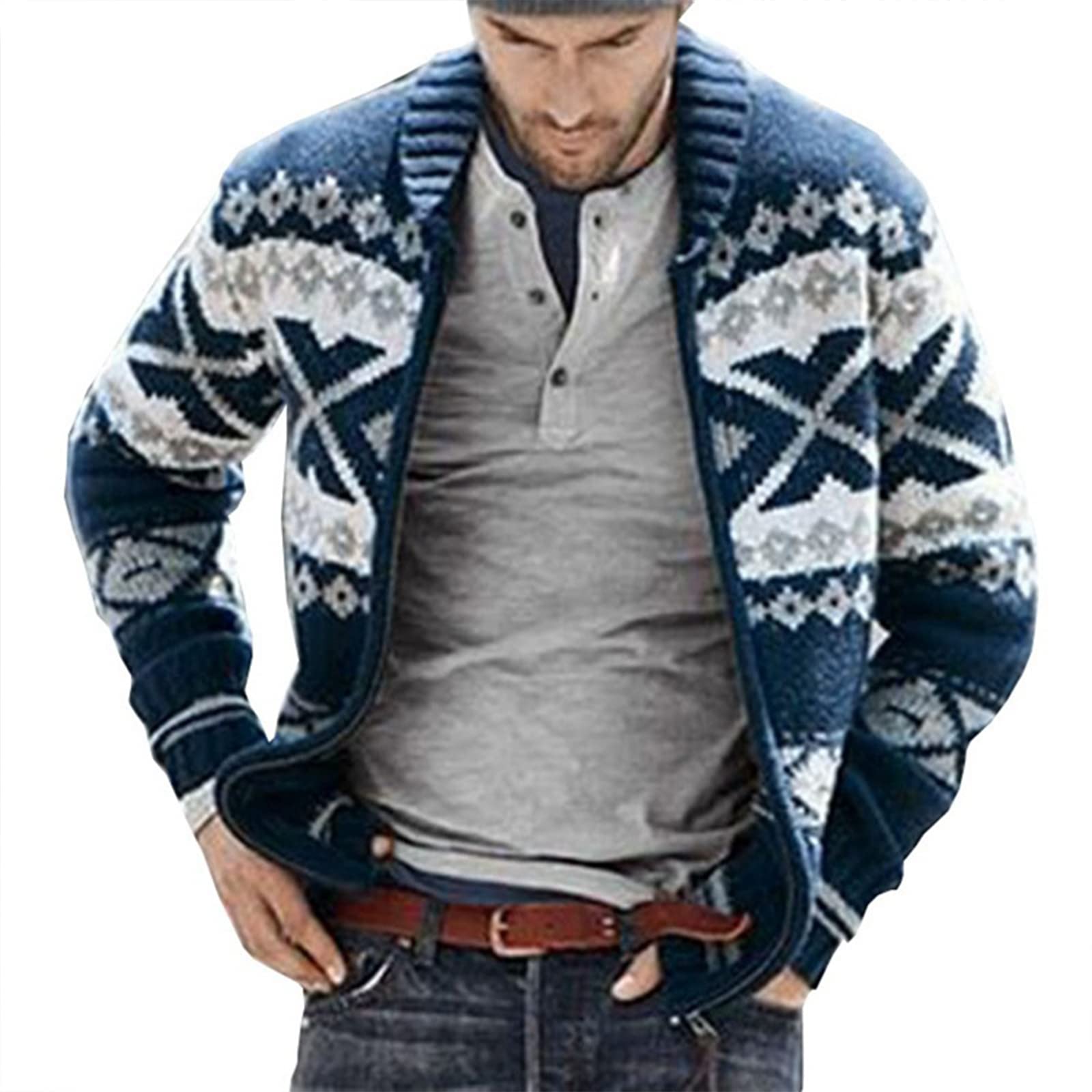 taamlou Men's Long Sleeve Casual Comfort Fit Cardigan Sweater Shawl Collar Soft Fabric-picture-5