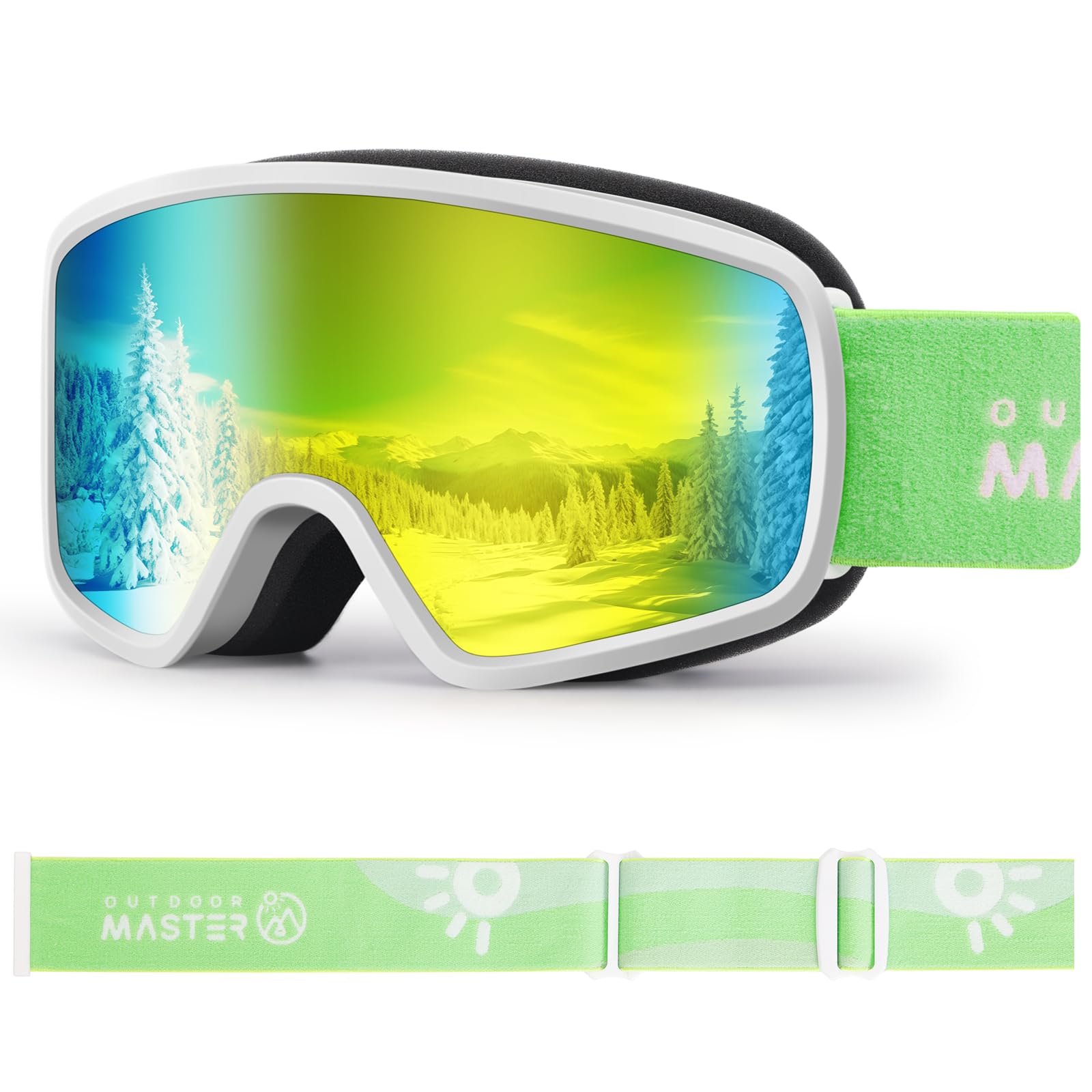 OutdoorMaster Kids Ski Goggles OTG Snowboard Goggles with 100% UV Protection Kids Snow Goggles for Boys Girls Toddler