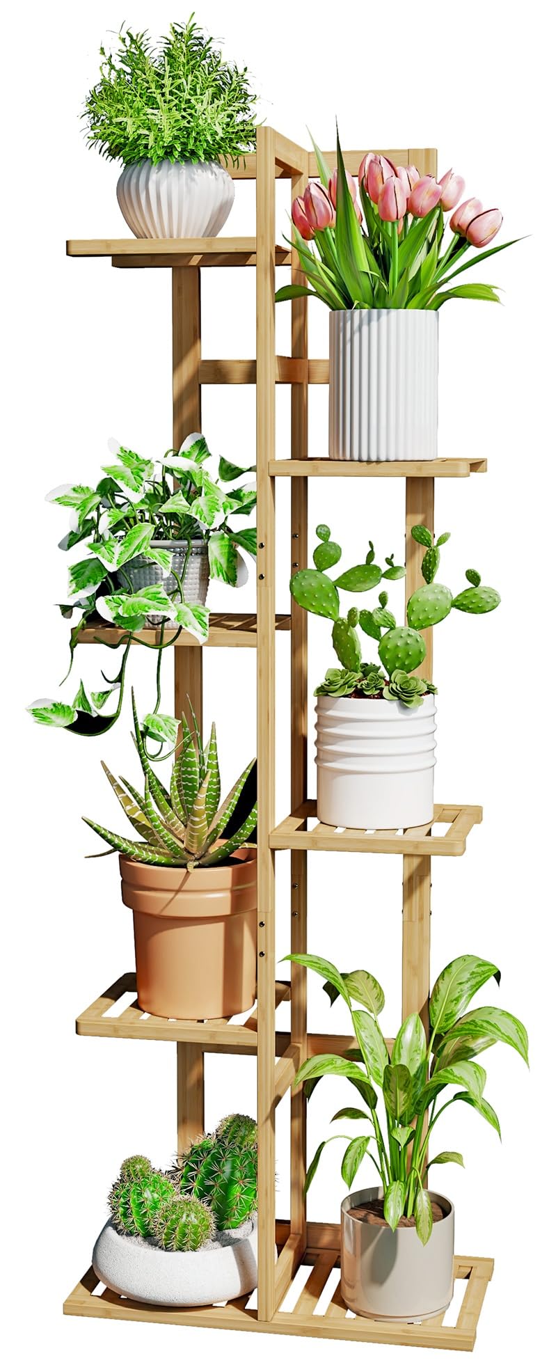 DolceLuna 6 Tier Bamboo Plant Stand