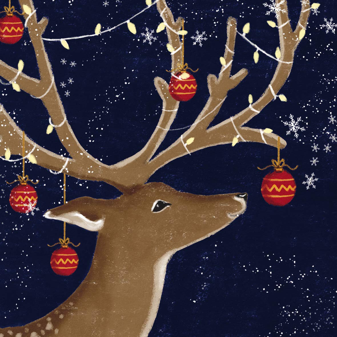 Pack of 8 Decorated Deer Mini Charity Christmas Cards Multiple Charities ASCX0281, Naturalistic/Earthy, 10cm x 10cm