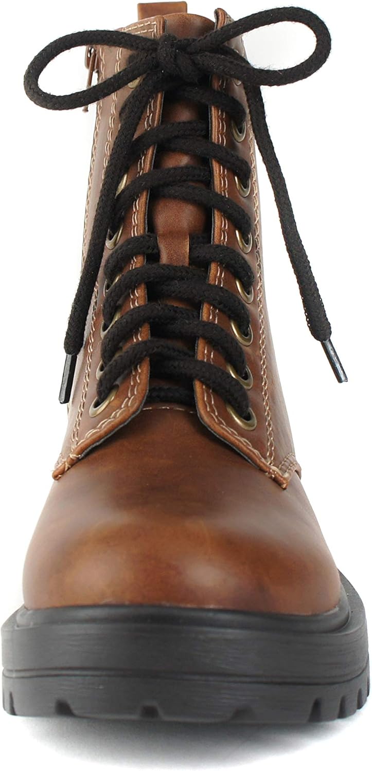Soda FIRM - Lug Sole Combat Ankle Bootie Lace up w/Side Zipper - Image 3