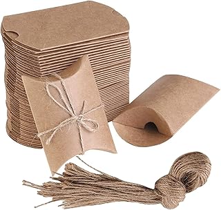100 Pièces Boites Cadeaux Kraft, Boîte de Faveur de Mariage, Mini Boite de Bonbons Emballages de Cadeaux, avec Jute Ficelle Papier Kraft pour les faveurs de mariage fournitures de fête d'anniversaire