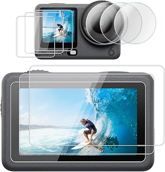 kinokoo Screen Protector for DJI Osmo Action 6, 9H Hardness Tempered Glass 0.25mmThin Full Coverage Lens Front Rear Touchscreen, Easy Installation Accessories for dji Action 6 [3+3+3Pack]