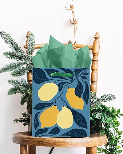 Miniatura 6 de qiqee 7.9 x 4.3 x 9.6 pulgadas, 6 bolsas de regalo de papel de flores de choque con asas de papel de seda, bolsas de tamaño mediano (12 piezas de