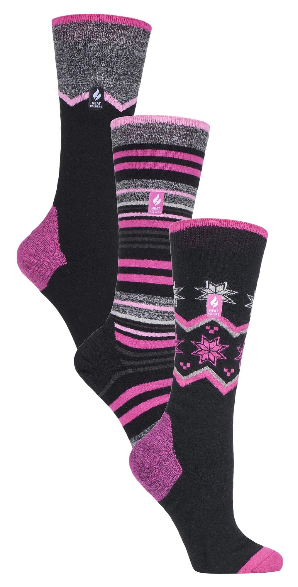 Heat Holders Women's Mix 1 3 Pair Assorted Multipack Ultra Lite Ski Socks Funky Retro Knee High Socks (4-8, )