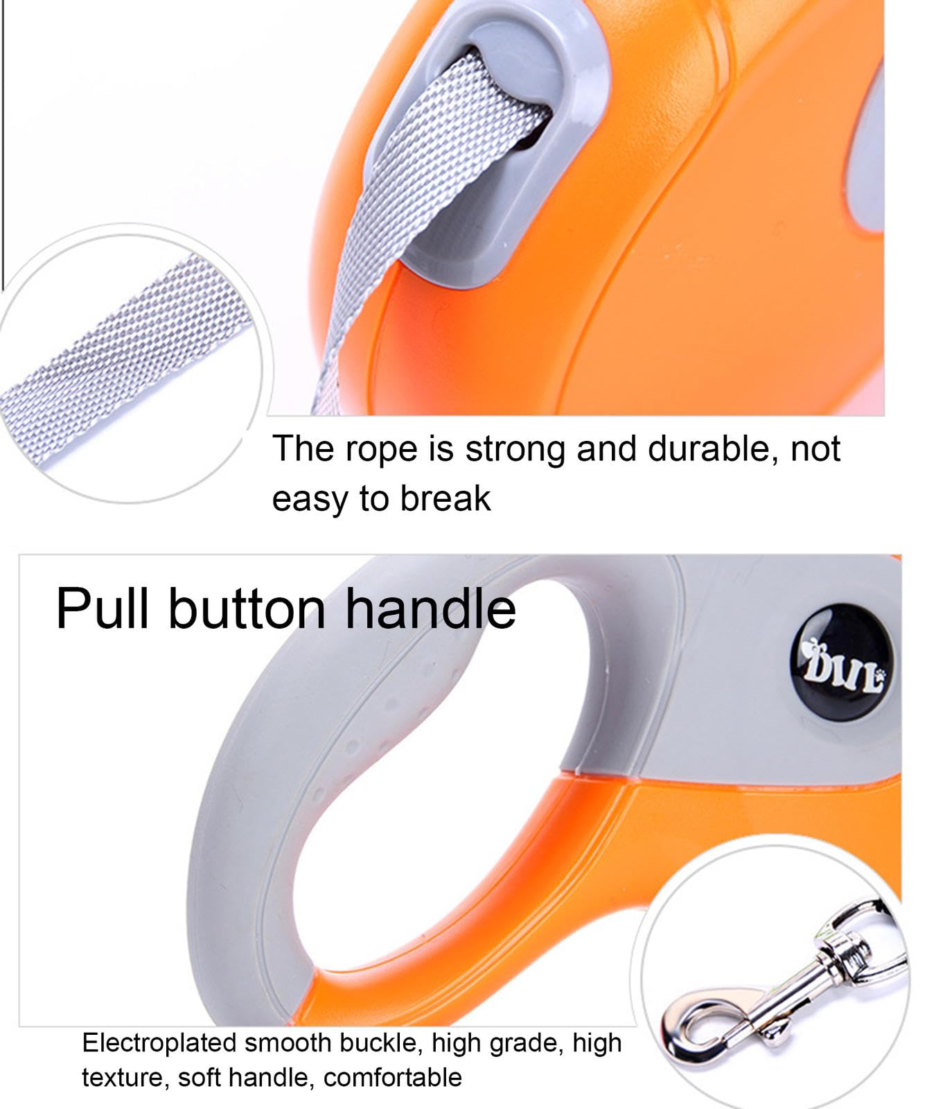 VIDECOR Correa para Perros Retráctil, Correas para Perros Extensibles de Alta Resistencia para Perros Pequeños a Medianos; Correa de Cinta de Nailon Resistente, Freno y Bloqueo de Un Botón,D-5m