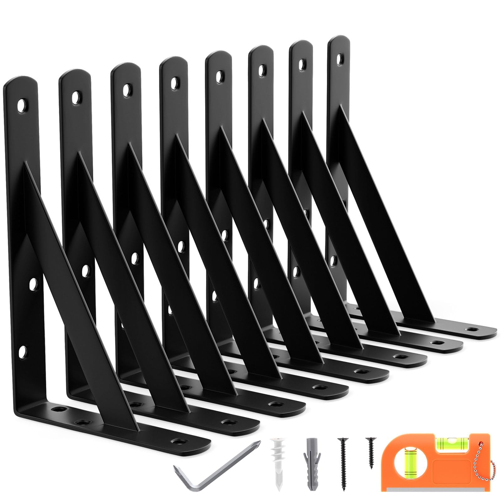 Supports d'étagère de 17,8 cm LEOPO grands supports muraux robustes en forme de L